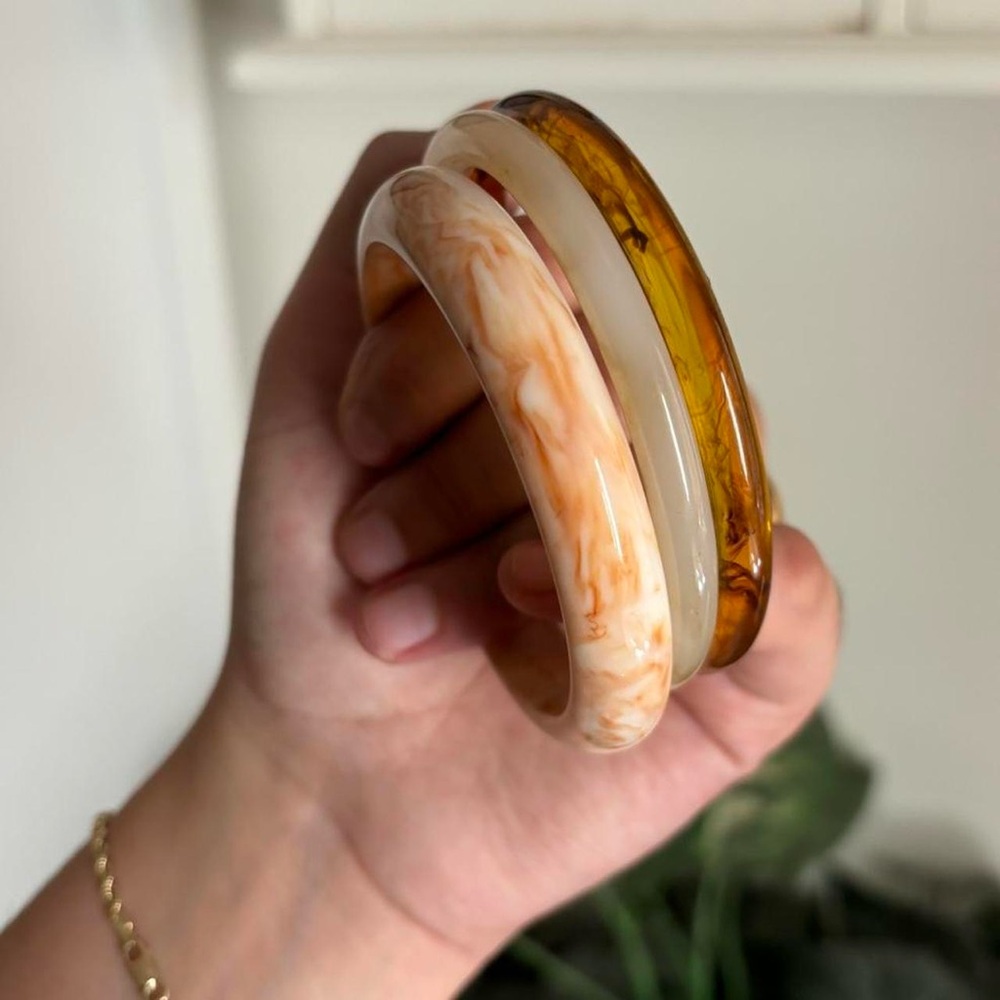 resin y2k neutral tone bangles bundle
